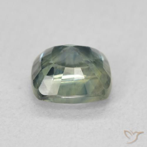 Zafiro Verde-azul natural de 0.87 ct, Forma Cojín, VS