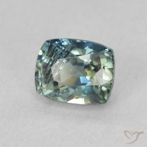 Zafiro Verde-azul natural de 0.74 ct, Forma Cojín, VS