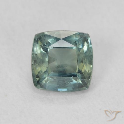 0.71ct Natural Verde azul medio Zafiro, Forma Cojín, VS