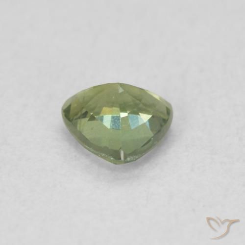 Zafiro Verde oscuro natural de 0.36 ct, Trillón, VVS-VS