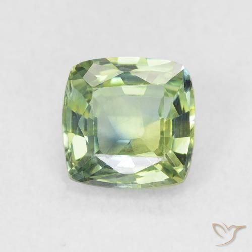 0.79ct Natural Verde medio Zafiro, Forma Cojín, VVS