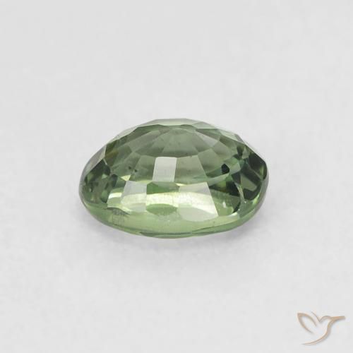 Zafiro Verde oscuro natural de 0.62 ct, Ovalada, VVS-VS
