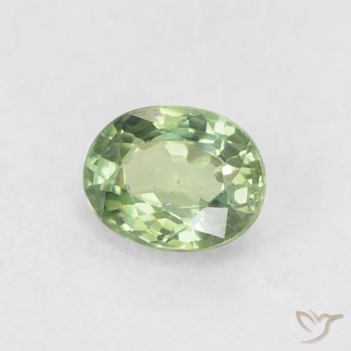 Zafiro Verde salvia claro natural de 0.57 ct, Ovalada, VVS-VS