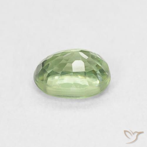 Zafiro Verde salvia claro natural de 0.57 ct, Ovalada, VVS-VS