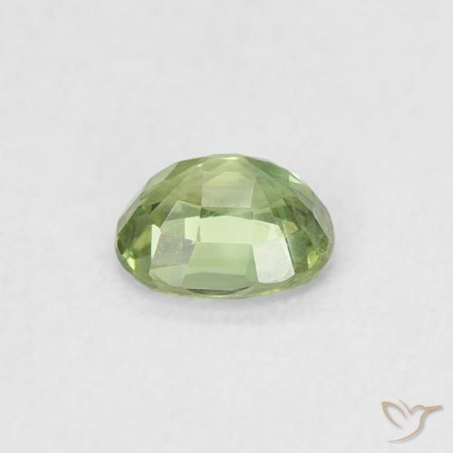Zafiro Verde cálido natural de 0.44 ct, Ovalada, VVS-VS