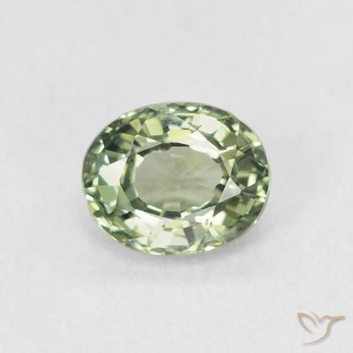Zafiro Verde salvia natural de 0.60 ct, Ovalada, VVS-VS