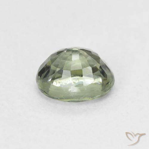 Zafiro Verde cálido natural de 0.66 ct, Ovalada, VVS-VS