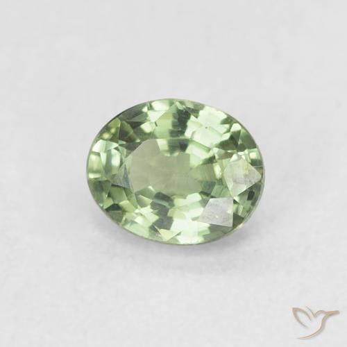 Zafiro Verde salvia natural de 0.55 ct, Ovalada, VVS-VS