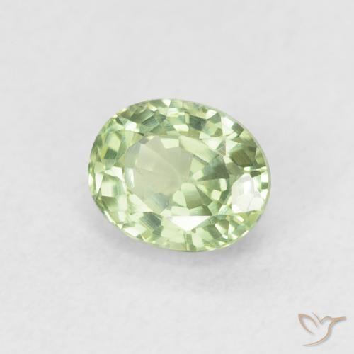 Zafiro Verde salvia muy claro natural de 0.63 ct, Ovalada, VVS-VS