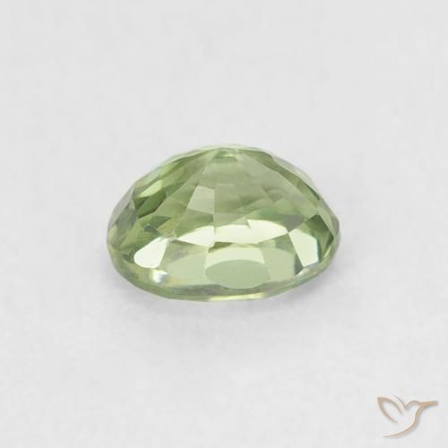 Zafiro Verde salvia muy claro natural de 0.63 ct, Ovalada, VVS-VS