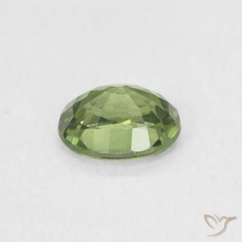 Zafiro Verde medio natural de 0.46 ct, Ovalada, VVS-VS