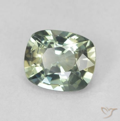 Zafiro Verde-azul natural de 0.69 ct, Forma Cojín, VVS-VS
