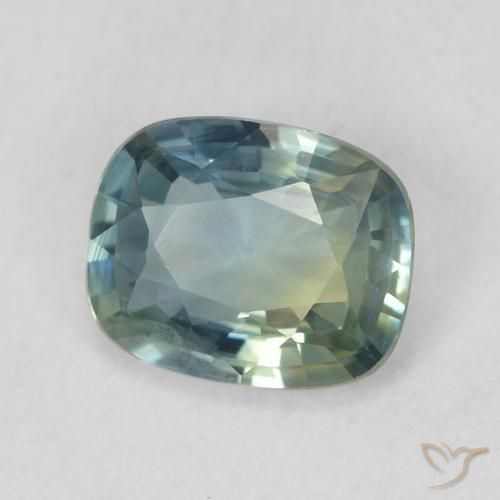 Zafiro Verde-azul natural de 0.79 ct, Forma Cojín, VVS-VS