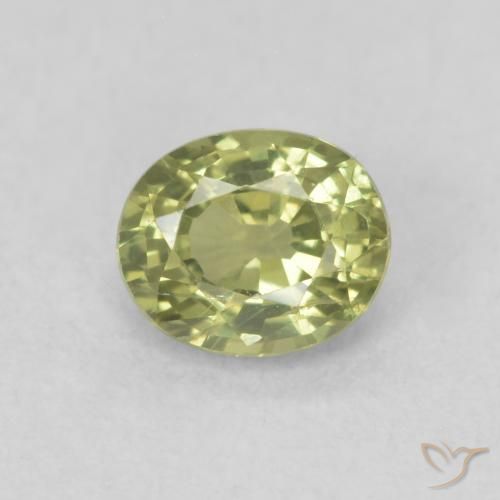 0.54ct Natural Verde Oliva Zafiro, Ovalada, VS