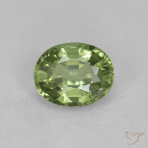 0.43ct Natural Verde Oliva Zafiro, Ovalada, VS