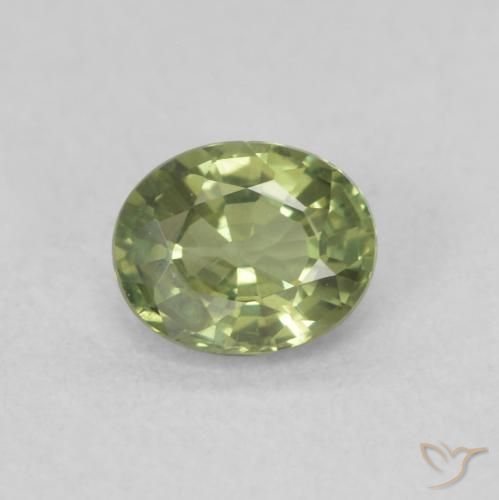 Zafiro Verde medio natural de 0.47 ct, Ovalada, VS
