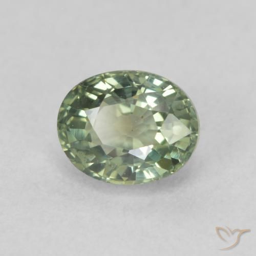 0.69ct Natural Verde claro Zafiro, Ovalada, VS