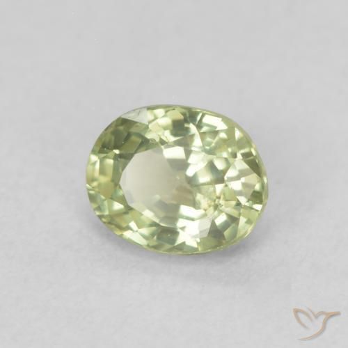 Zafiro Verde cálido natural de 0.53 ct, Ovalada, VS