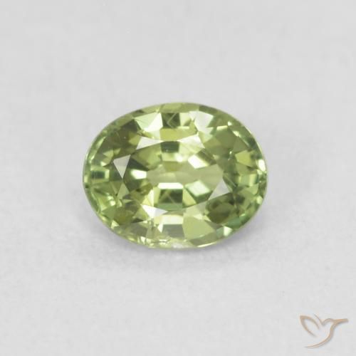 0.42ct Natural Verde amarillento Zafiro, Ovalada, VS