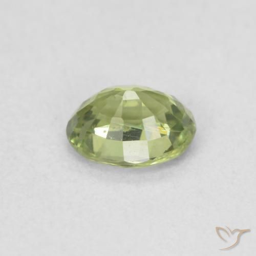Zafiro Verde amarillento natural de 0.42 ct, Ovalada, VS