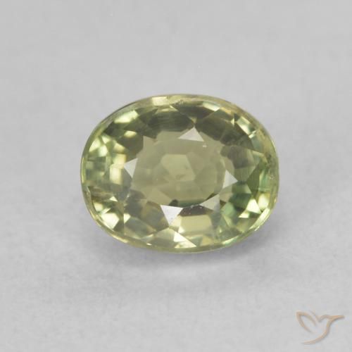 0.76ct Natural Verde amarillo Zafiro, Ovalada, VS