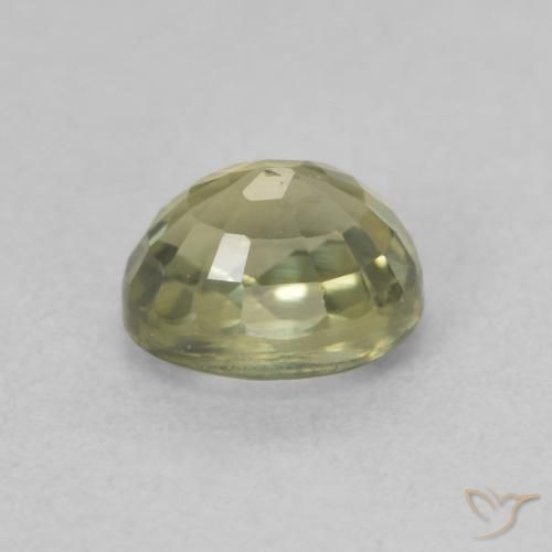 Zafiro Verde amarillo natural de 0.76 ct, Ovalada, VS