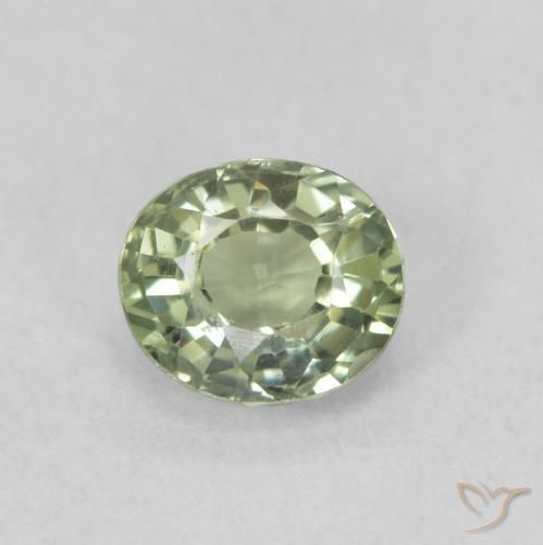 0.58ct Natural Verde terroso Zafiro, Ovalada, VVS