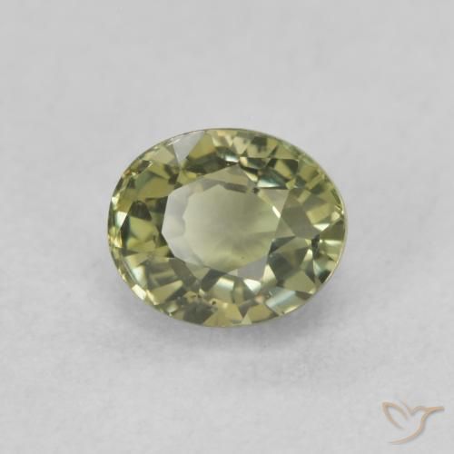 Zafiro Verde claro natural de 0.70 ct, Ovalada, VVS