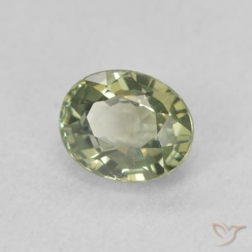 Zafiro Verde bosque cálido natural de 0.67 ct, Ovalada, VVS