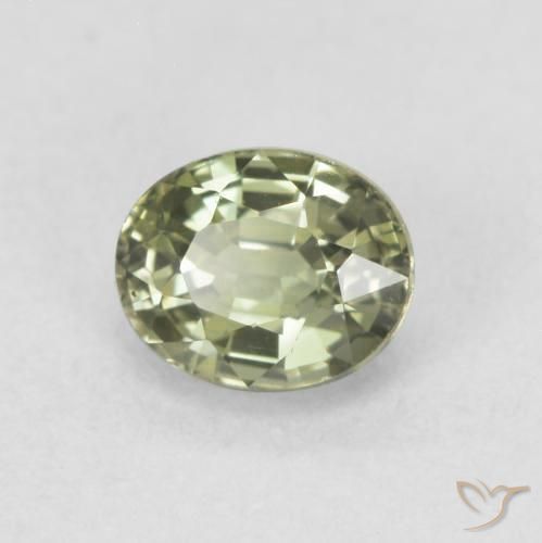 Zafiro Verde salvia natural de 0.64 ct, Ovalada, VVS