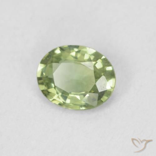 Zafiro Verde vivo claro natural de 0.33 ct, Ovalada, VVS