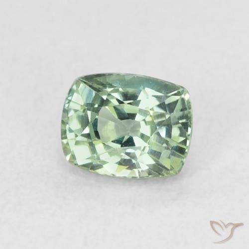 Zafiro Verde terroso natural de 0.68 ct, Forma Cojín, VVS-VS