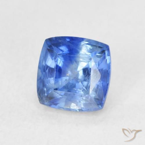 Zafiro Azul marino claro natural de 0.86 ct, Forma Cojín, VS-SI