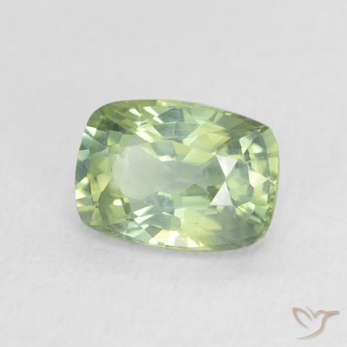 Zafiro Verde salvia muy claro natural de 0.84 ct, Forma Cojín, VS