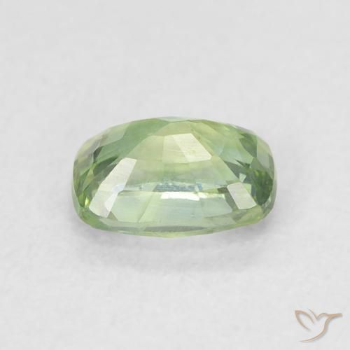 Zafiro Verde salvia muy claro natural de 0.84 ct, Forma Cojín, VS