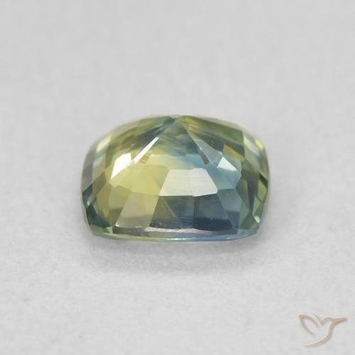 Zafiro Verde azul medio natural de 0.72 ct, Forma Cojín, VVS