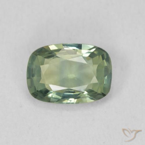 0.92ct Natural Azul verdoso Zafiro, Forma Cojín, VVS