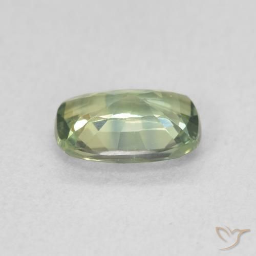 Zafiro Azul verdoso natural de 0.92 ct, Forma Cojín, VVS