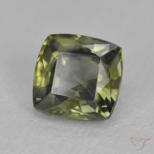 Zafiro Azul verdoso natural de 0.69 ct, Forma Cojín, VVS-VS