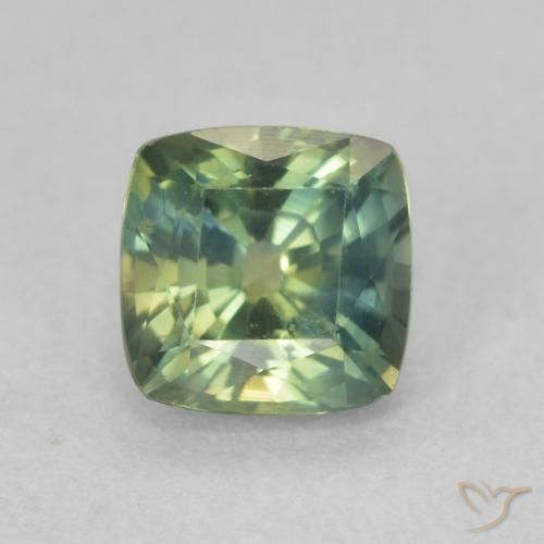 0.91ct Natural Azul verdoso Zafiro, Forma Cojín, VVS-VS