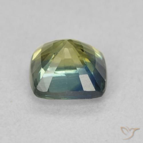 Zafiro Azul verdoso natural de 0.91 ct, Forma Cojín, VVS-VS