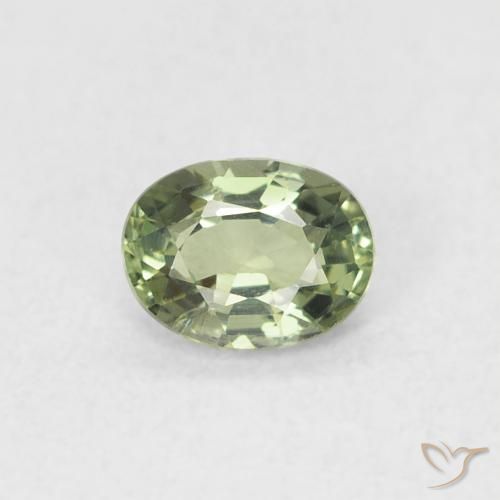 0.42ct Natural Verde grisáceo Zafiro, Ovalada, VVS