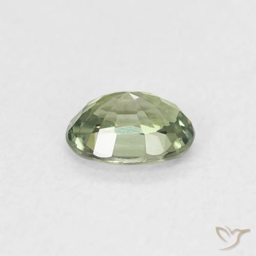 Zafiro Verde grisáceo natural de 0.42 ct, Ovalada, VVS