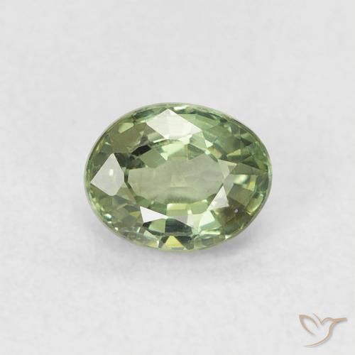 0.62ct Natural Verde grisáceo Zafiro, Ovalada, VVS