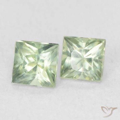 Gemas de Zafiro Verde pálido natural de 0.45 ct, Cuadrado, VS