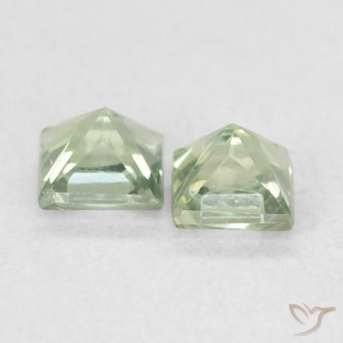 Gemas de Zafiro Verde pálido natural de 0.45 ct, Cuadrado, VS