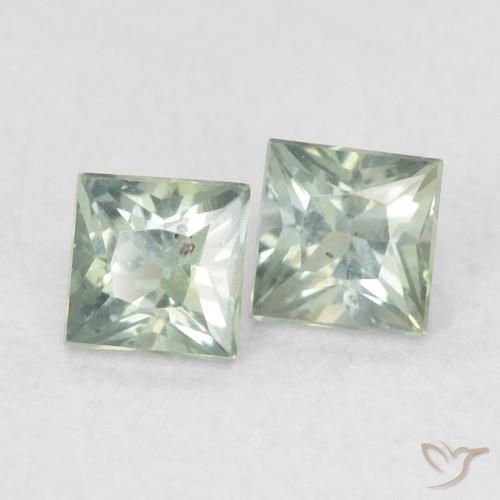 Gemas de Zafiro Gris verdoso natural de 0.44 ct, Cuadrado, VS