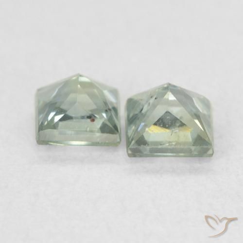 Gemas de Zafiro Gris verdoso natural de 0.44 ct, Cuadrado, VS