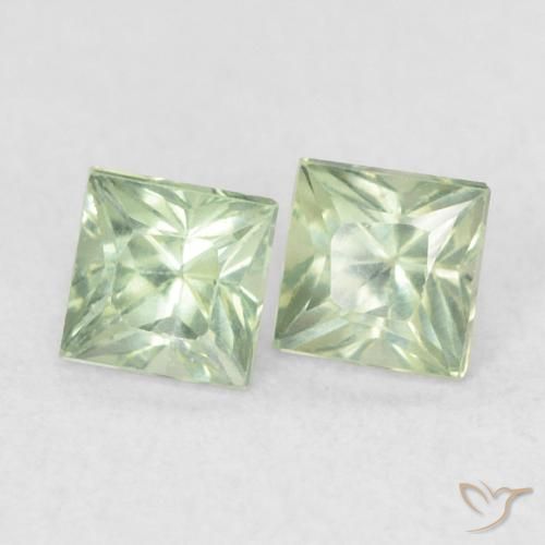 Gemas de Zafiro Verde claro natural de 0.48 ct, Cuadrado, VS