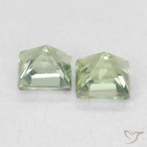 Gemas de Zafiro Verde claro natural de 0.48 ct, Cuadrado, VS